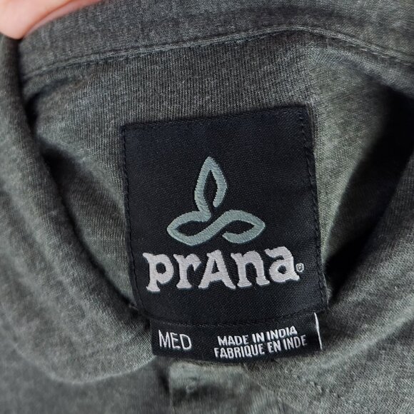 Prana Men's Heather Gray Soft Stretchy Short Sleeve Polo Shirt Single Stitch M - Picture 9 of 9